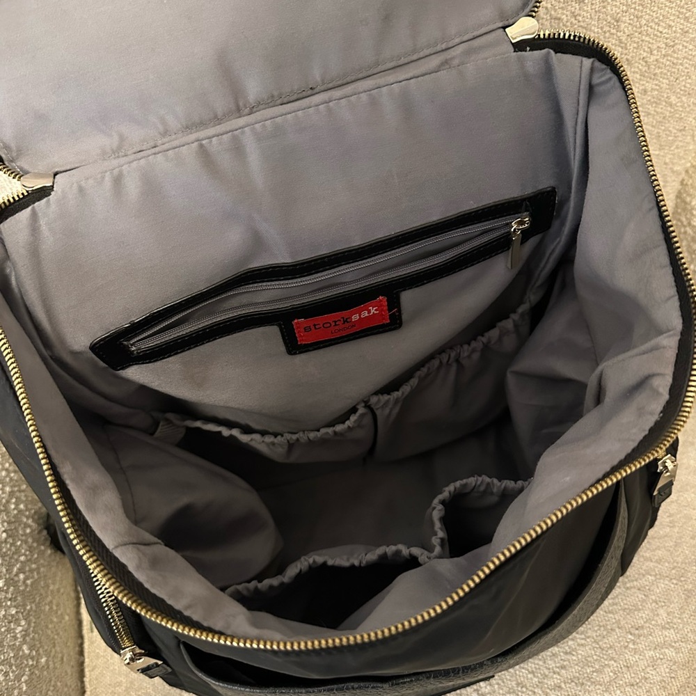 Storksak Black Leather Trim Backpack - Picture 3 of 3
